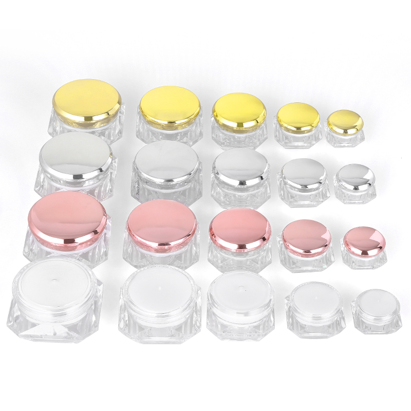 E1 5g 10g 15g 20g 30g in stock ready to ship luxury sliver lid transparent diamond body acrylic plastic cosmetic cream jar