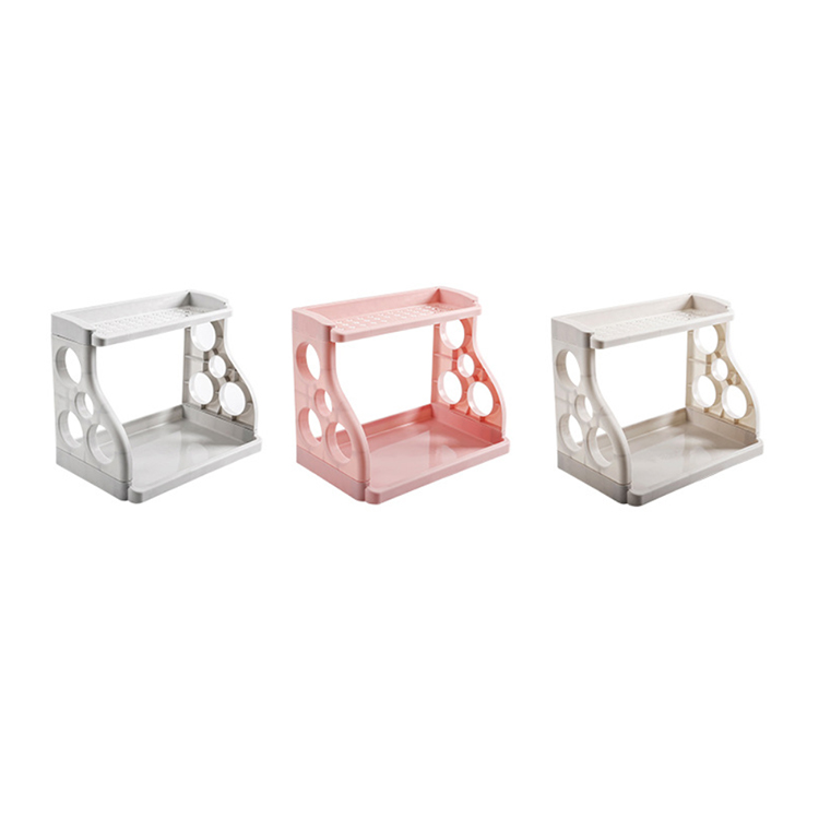 E1677 Multifunction Simple Plastic Double Spice Bottle Knives Storage Rack Plastic Kitchen Dish Bowl Drain Knife Storage Baskets