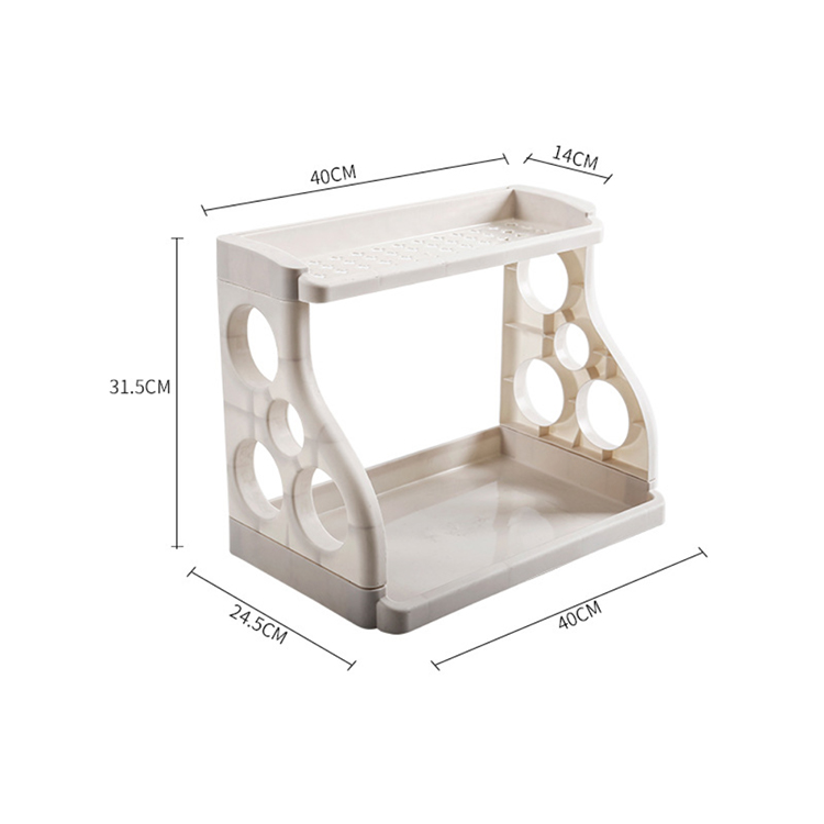 E1677 Multifunction Simple Plastic Double Spice Bottle Knives Storage Rack Plastic Kitchen Dish Bowl Drain Knife Storage Baskets