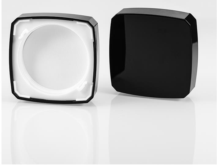 E2 20g in stock ready to ship UV coated black lid transparent body empty square basic plastic cosmetic cream jar