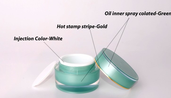 E8 30g in stock ready in ship gold plated lid round mint green cosmetic double wall basic cosmetic cream jar
