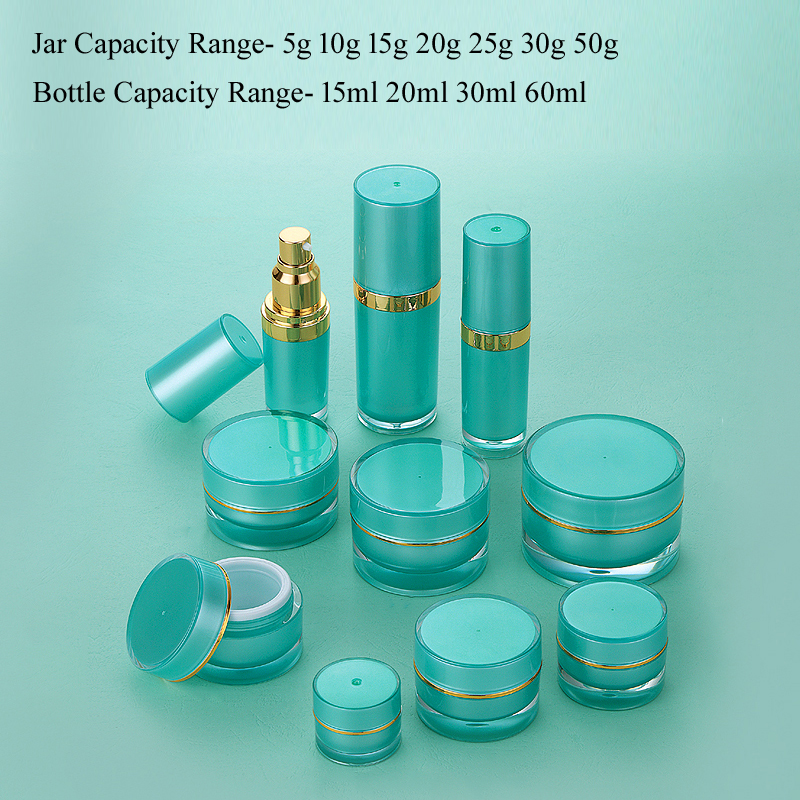 E8 30g in stock ready in ship gold plated lid round mint green cosmetic double wall basic cosmetic cream jar