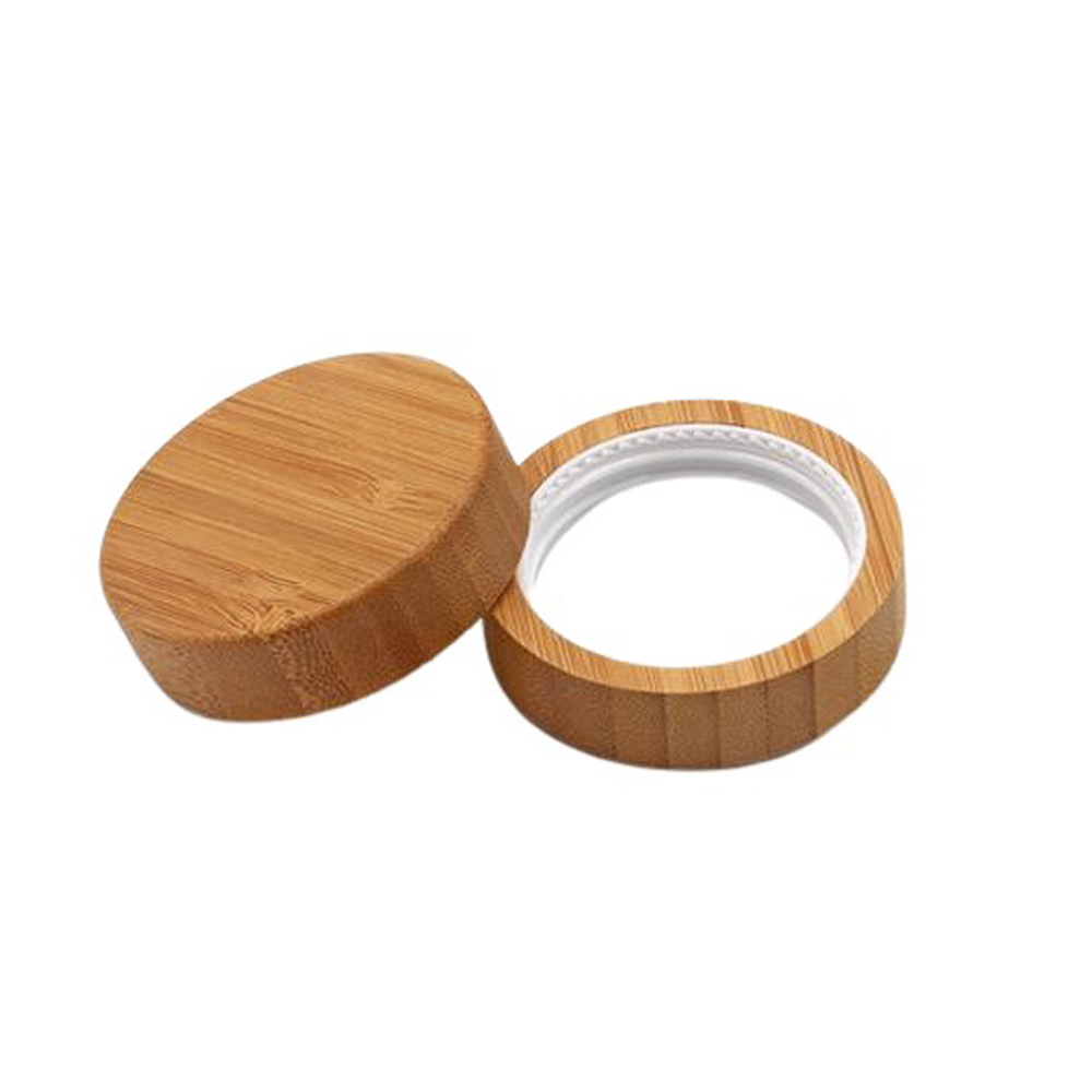 ECO Friendly 30ml 50ml 100ml Frosted Round Glass Cosmetic Container Beauty Bamboo Lid