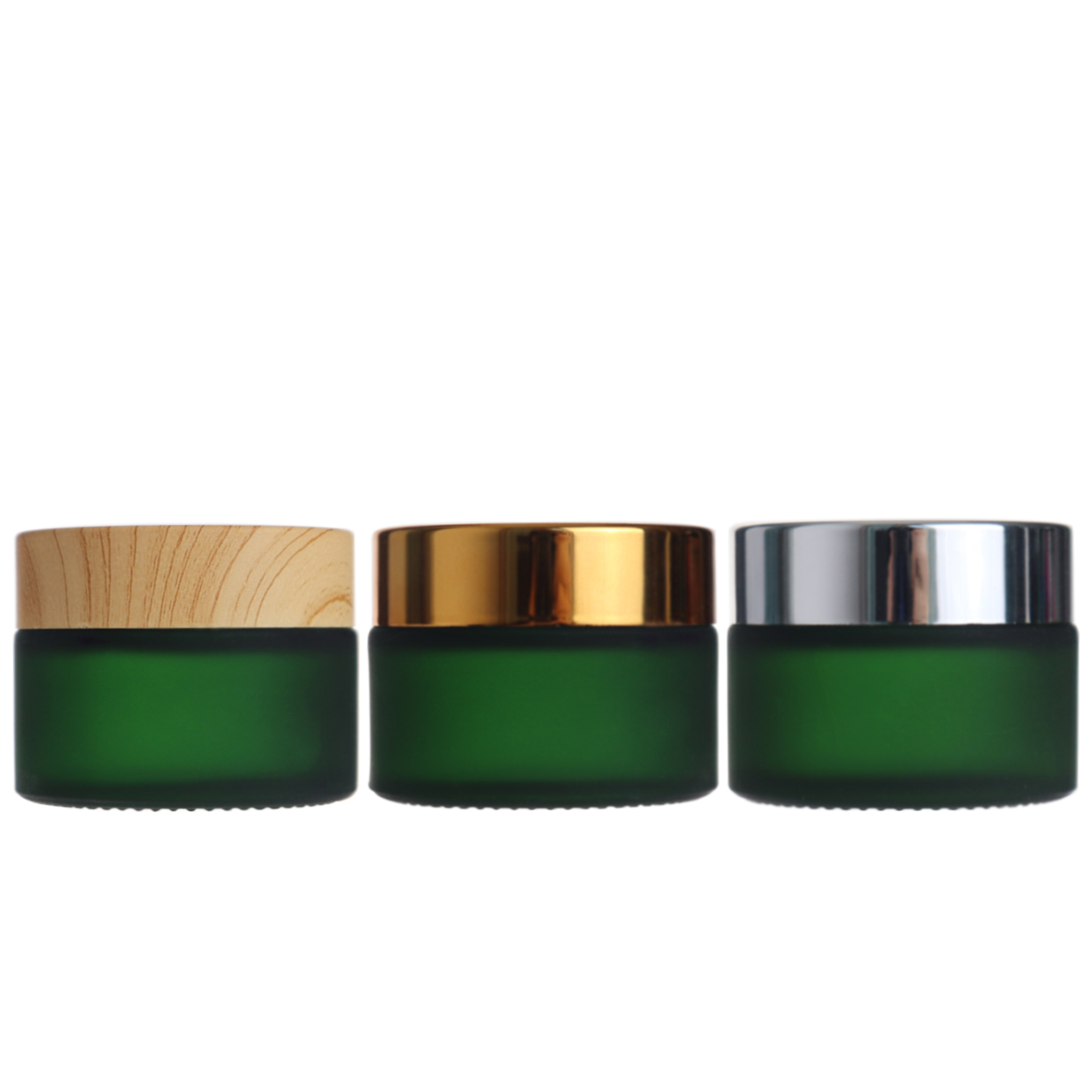 ECO Friendly 30ml frosted green small glass cosmetic jars with gold lid