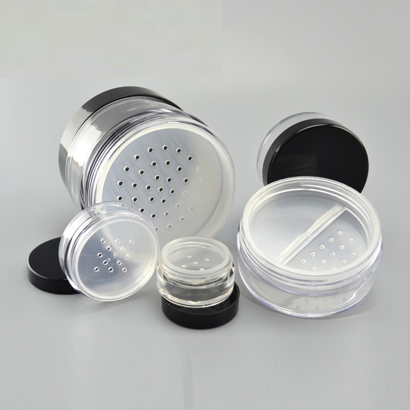 ECO Plastic Loose powder jar 10g 15g 20g 30g Round PET cosmetic glitter sifter powder jar with screw lid