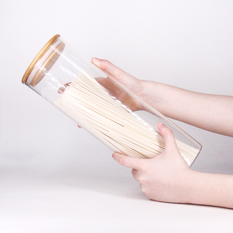 ECO friendly high borosilicate bamboo cover tea cans glass storage jar