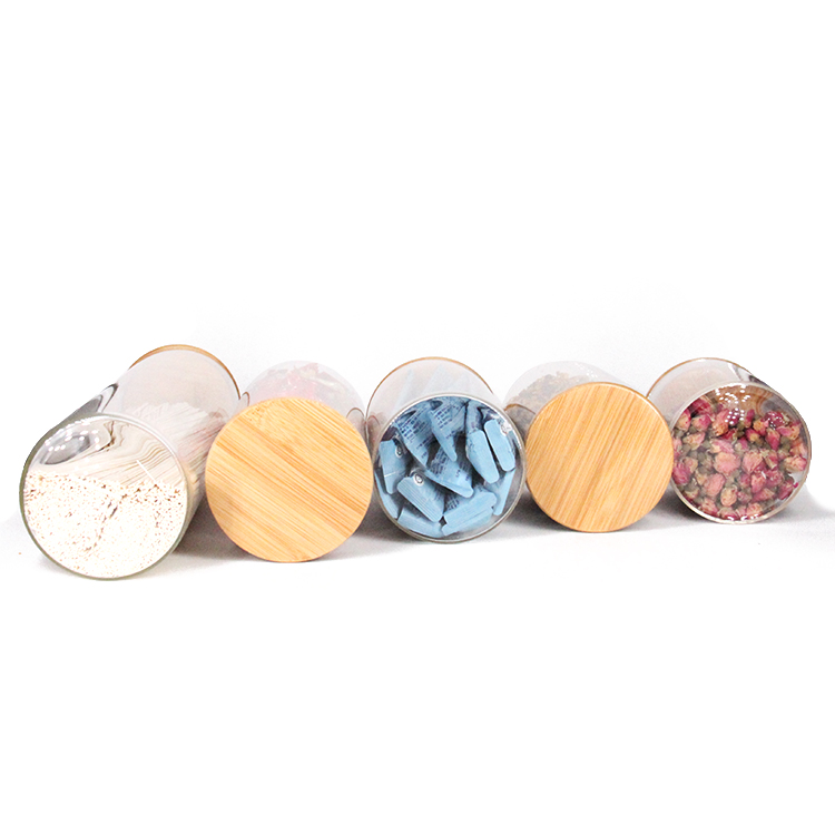 ECO friendly high borosilicate bamboo cover tea cans glass storage jar
