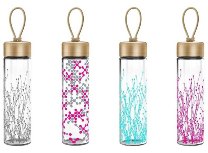 EG600A/B 600ML/20OZ Single wall bamboo lid with portable rope glass water bottle with tea infuser