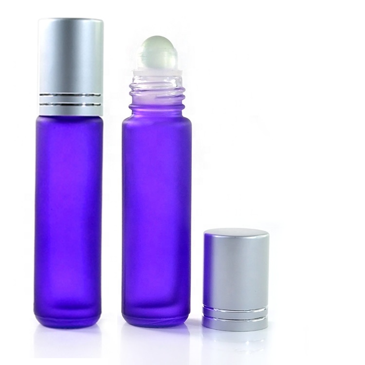 EMPTY Cosmetics Perfume essential oil 10ml colorful frosted glass roll on bottles with roller ball wholesales