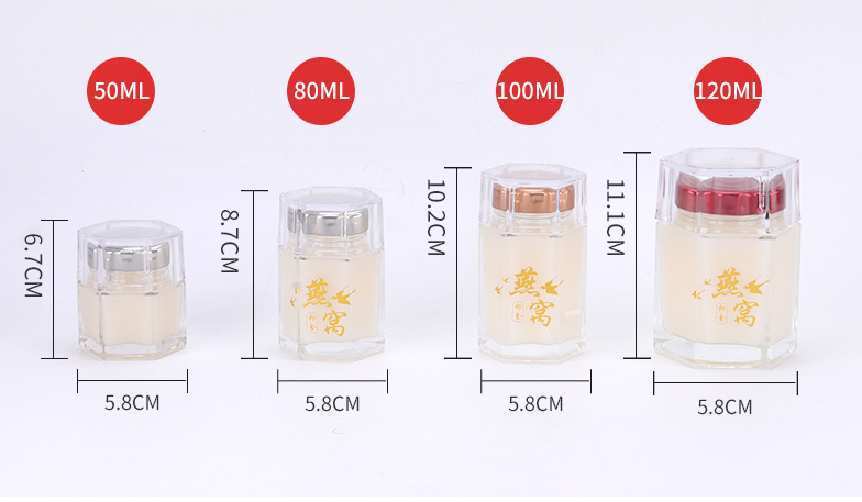 EU Food Grade Good Quality honey Hexagonal Food Jar Glass for birdnest