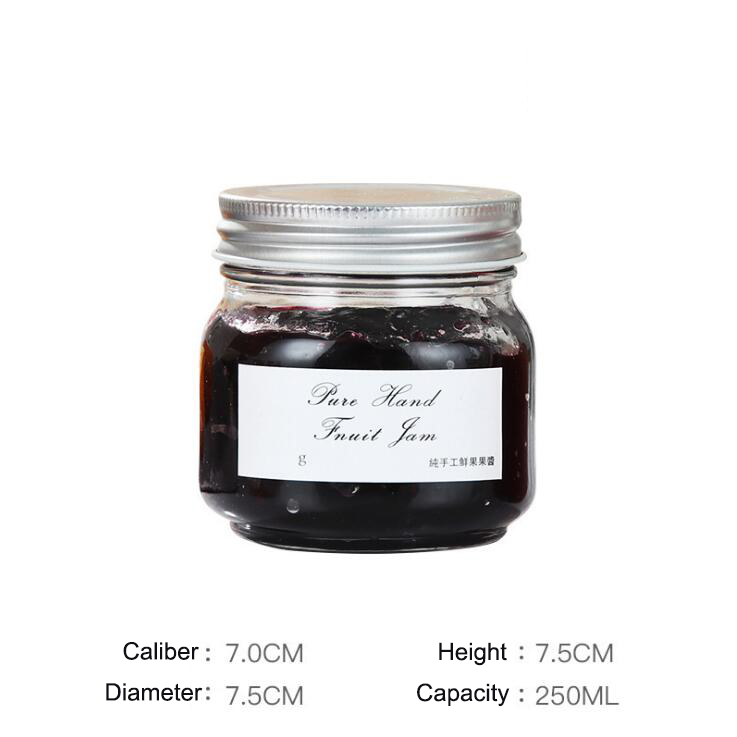 Easter 250 ML clear round jam honey peanut sublimation butter storage glass mason cookies jar with metal lid