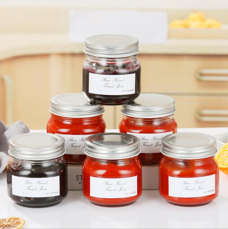Easter 250 ML clear round jam honey peanut sublimation butter storage glass mason cookies jar with metal lid