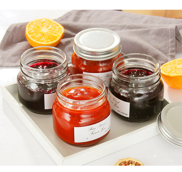 Easter 250 ML clear round jam honey peanut sublimation butter storage glass mason cookies jar with metal lid