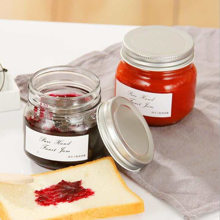 Easter 250 ML clear round jam honey peanut sublimation butter storage glass mason cookies jar with metal lid