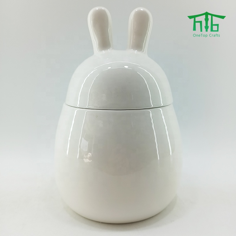 Easter Bunny Shape Ceramic Cookie Jar Kitchen Canister Sets for Easter party