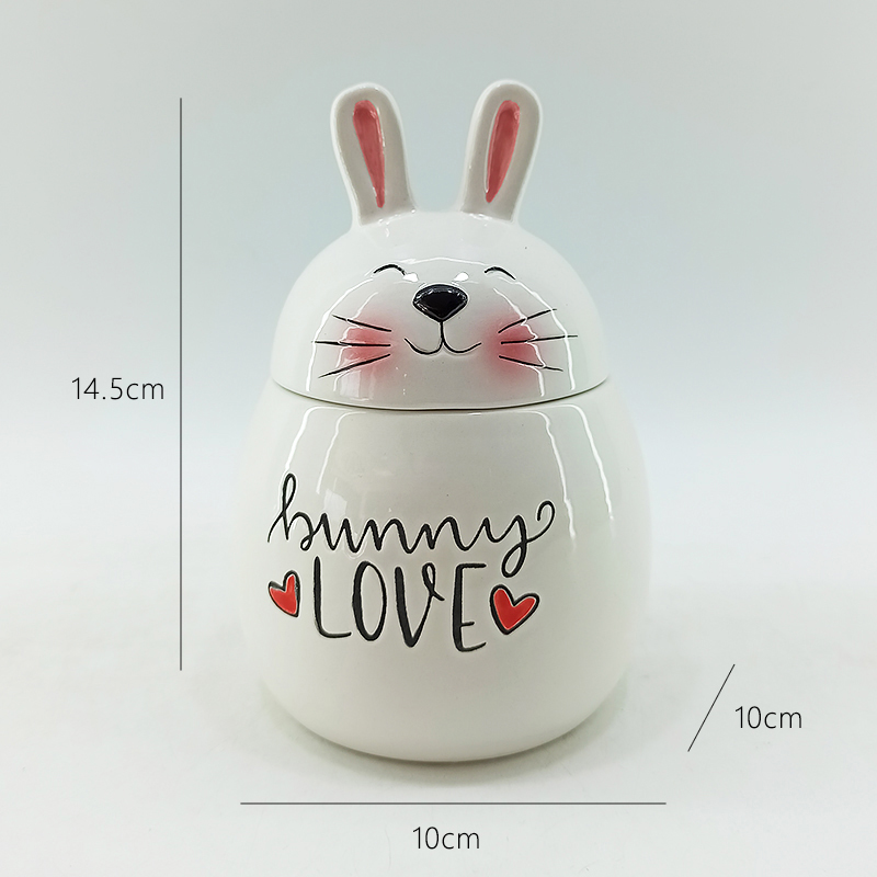Easter Bunny Shape Ceramic Cookie Jar Kitchen Canister Sets for Easter party