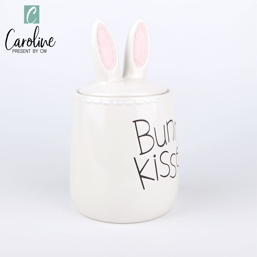Easter Ceramic Canister Tea Coffee Sugar Storage Jars Bunny Kisses