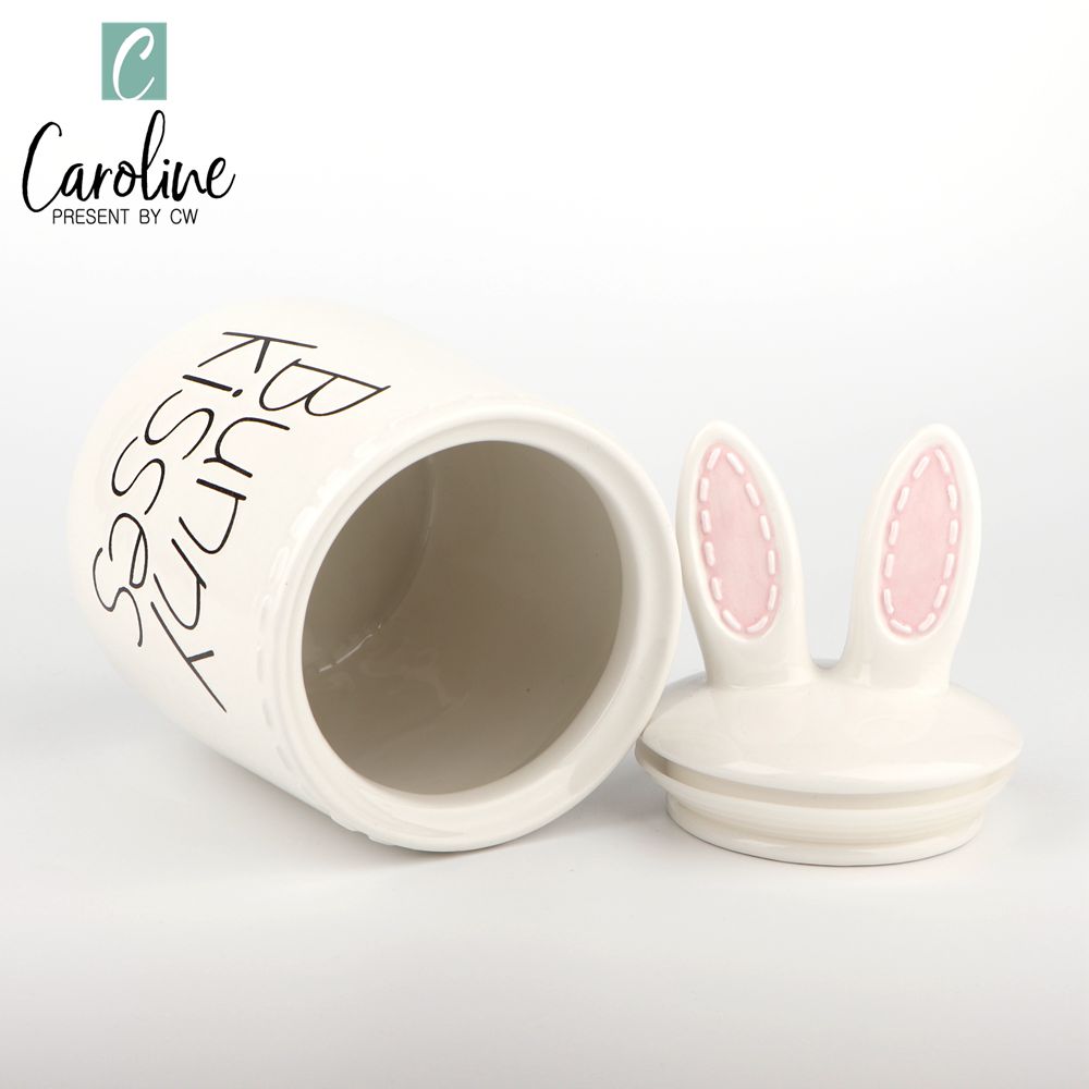 Easter Ceramic Canister Tea Coffee Sugar Storage Jars Bunny Kisses