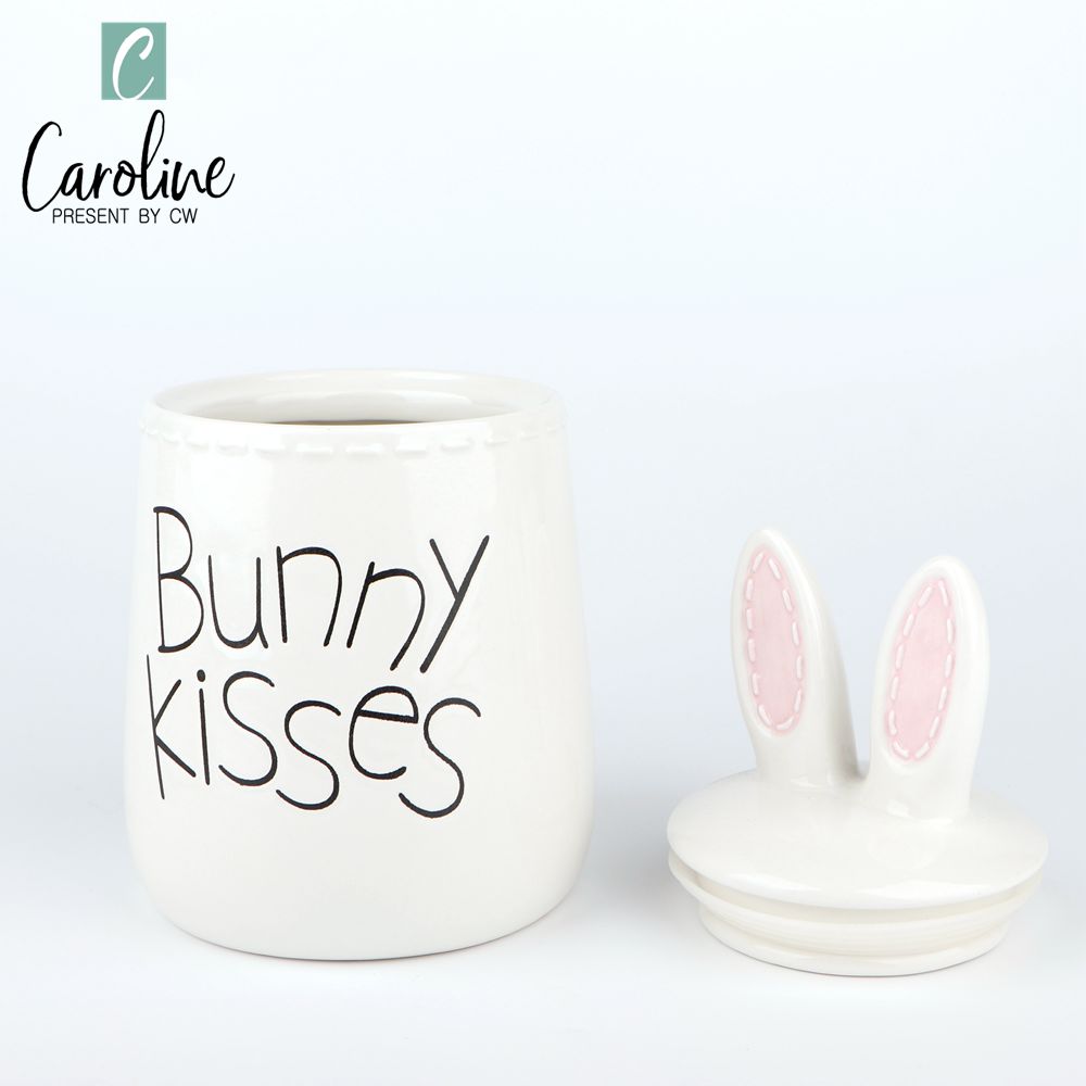 Easter Ceramic Canister Tea Coffee Sugar Storage Jars Bunny Kisses