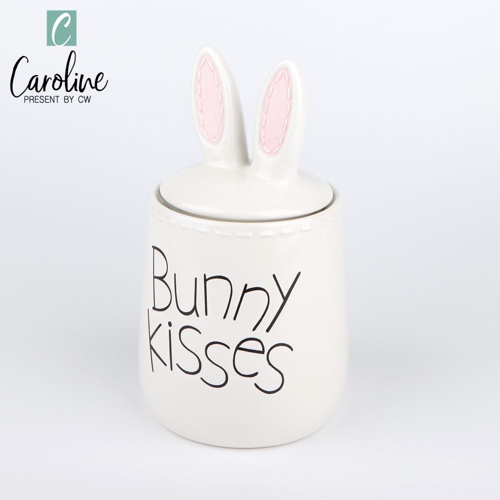 Easter Ceramic Canister Tea Coffee Sugar Storage Jars Bunny Kisses