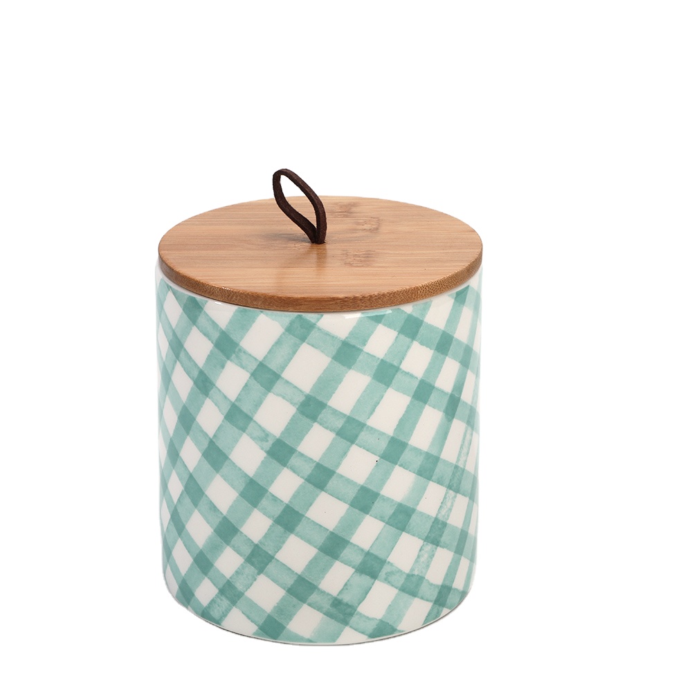 Easter Ceramic Kitchen Storage Canister Jar with Wood Lid