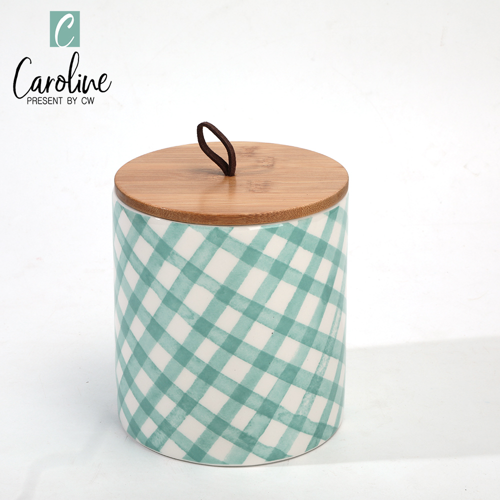 Easter Ceramic Kitchen Storage Canister Jar with Wood Lid