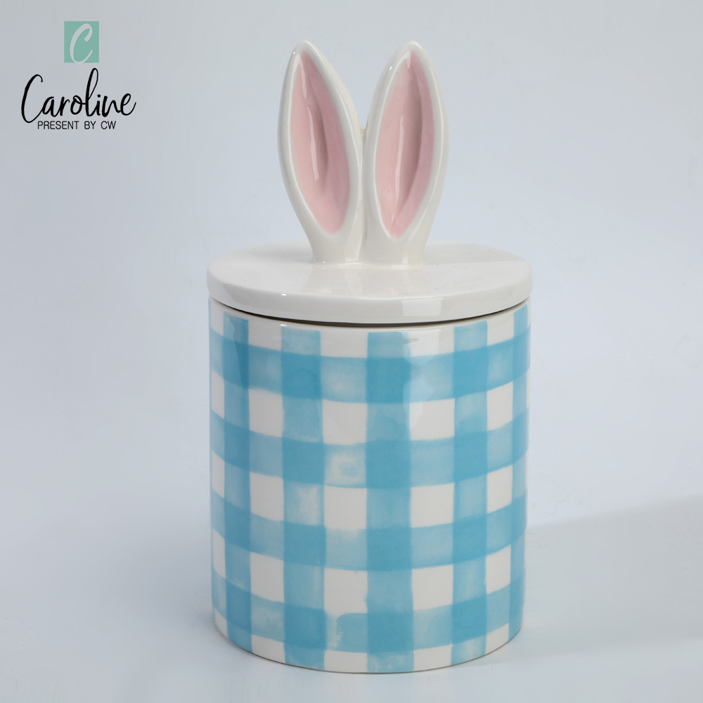 Easter Ceramic Kitchen Storage Canister Jar with Wood Lid
