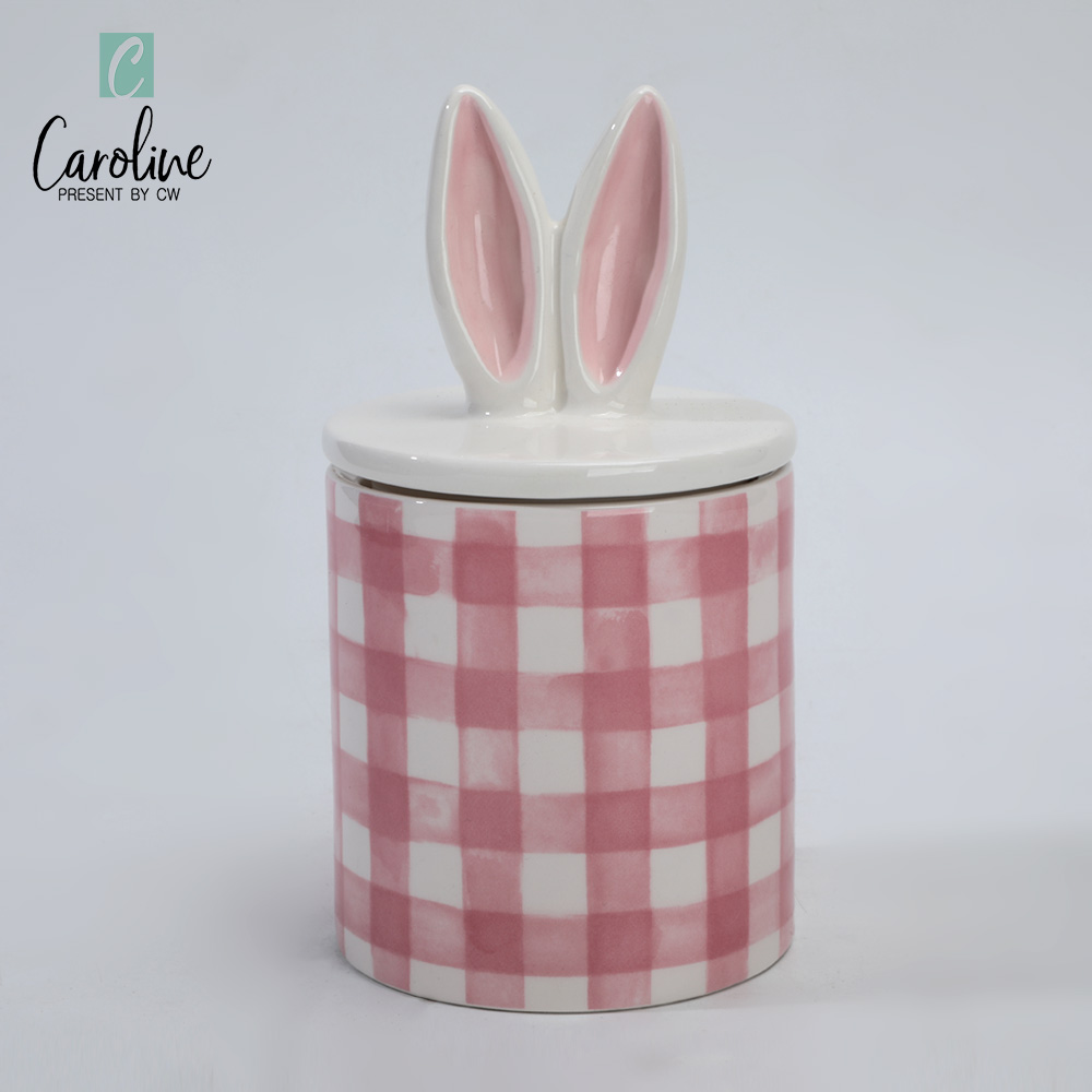 Easter Ceramic Kitchen Storage Canister Jar with Wood Lid