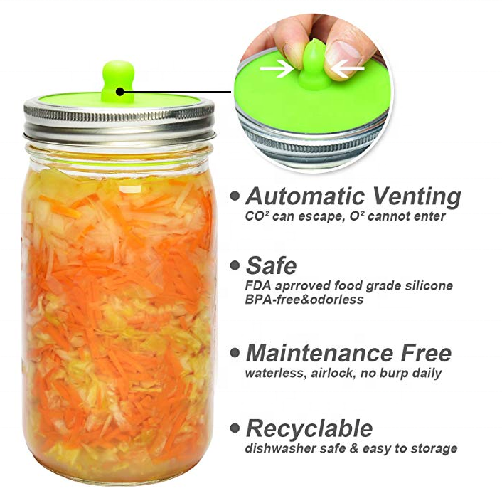 Easy Fermenter Kit Make Pickles Fermented Probiotic Foods Wide Mouth Mason Jar with Lid