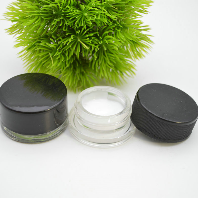 Easy Open End 9ml empty cosmetic cream glass jar with black childproof cap