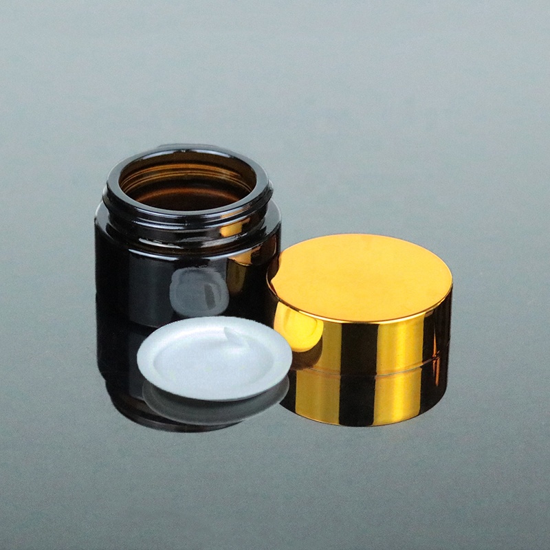 Eco Friendly 15ml 15g Cream Amber Cosmetic Glass Jar with Rose Gold Lids (GJM12)