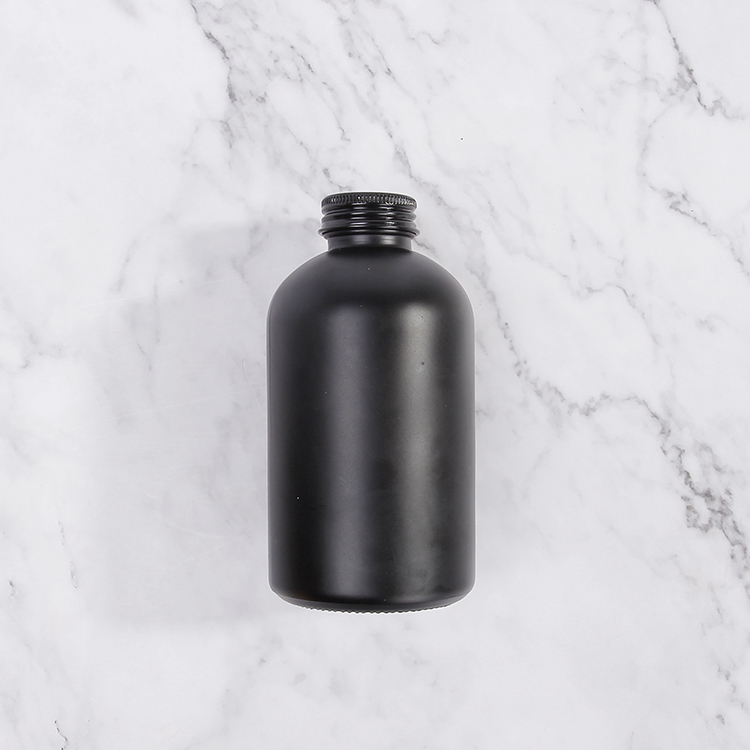 Eco Friendly 16oz Glass Bottle 500ml Matte Black Bottles With Top Seal Screw Cap For Coffee Beverage