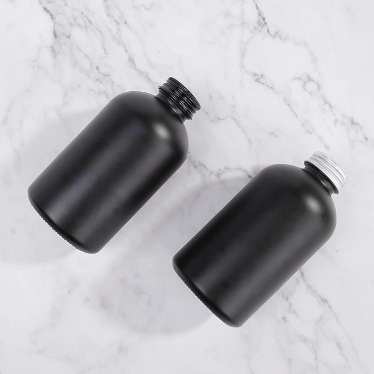 Eco Friendly 16oz Glass Bottle 500ml Matte Black Bottles With Top Seal Screw Cap For Coffee Beverage