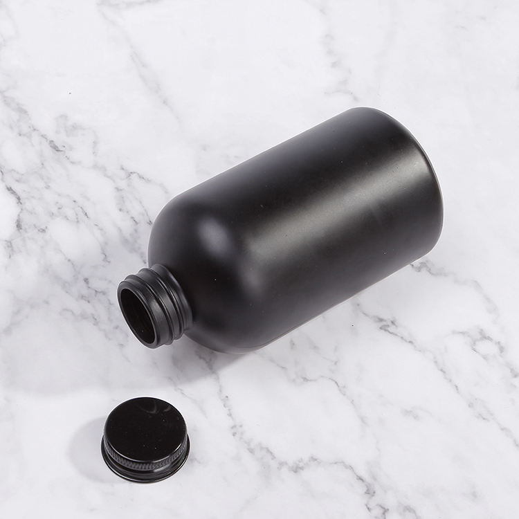 Eco Friendly 16oz Glass Bottle 500ml Matte Black Bottles With Top Seal Screw Cap For Coffee Beverage