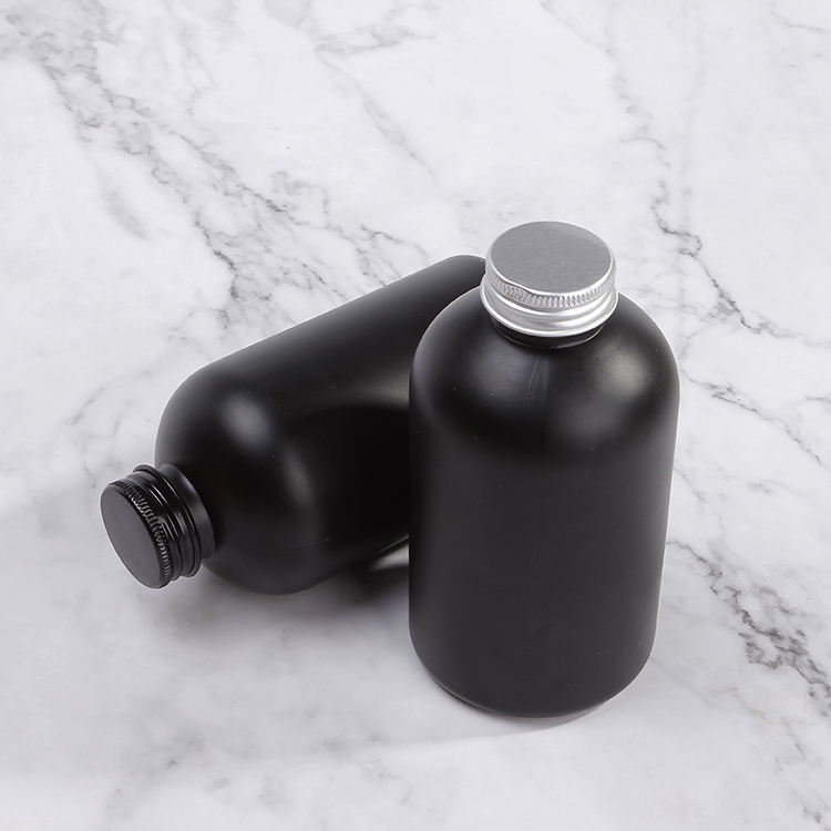 Eco Friendly 16oz Glass Bottle 500ml Matte Black Bottles With Top Seal Screw Cap For Coffee Beverage