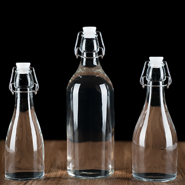 Eco Friendly 500ml Modern Style Clear Airtight Glass Wine Water Bottles with Swing Top