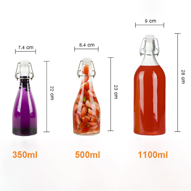Eco Friendly 500ml Modern Style Clear Airtight Glass Wine Water Bottles with Swing Top