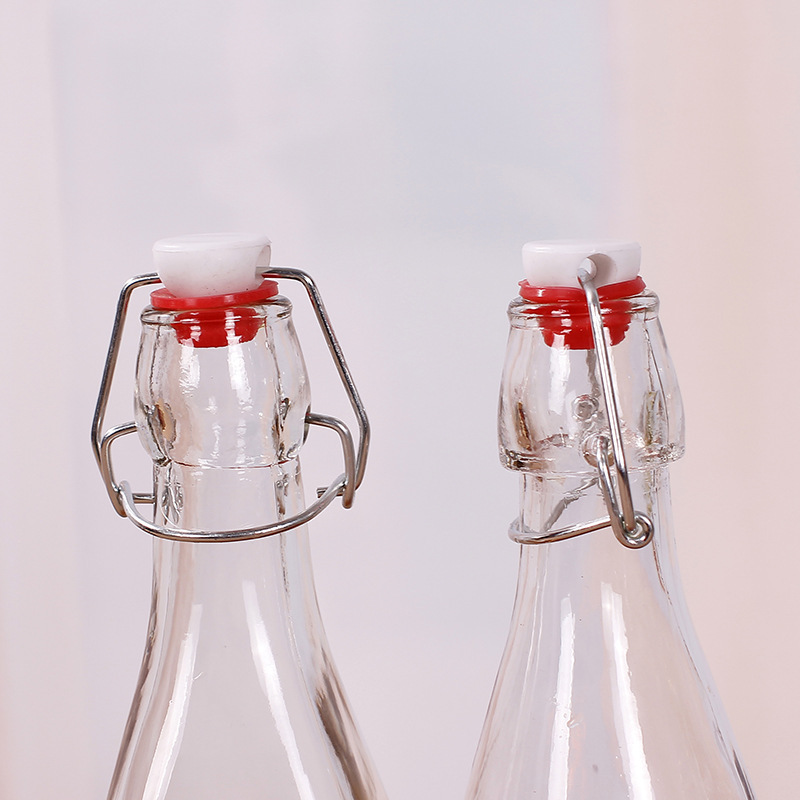 Eco Friendly 500ml Modern Style Clear Airtight Glass Wine Water Bottles with Swing Top