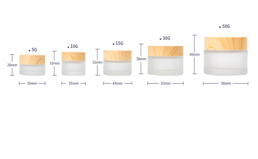 Eco-Friendly 5g 15g 20g 30g 50g Face Cream Container Glass Jar with Bamboo Lid