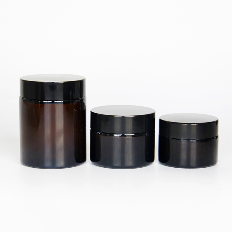Eco Friendly BPA Free Amber Glass Jars With Screw Aluminum Lid For Personal Care Cream Candle Holder
