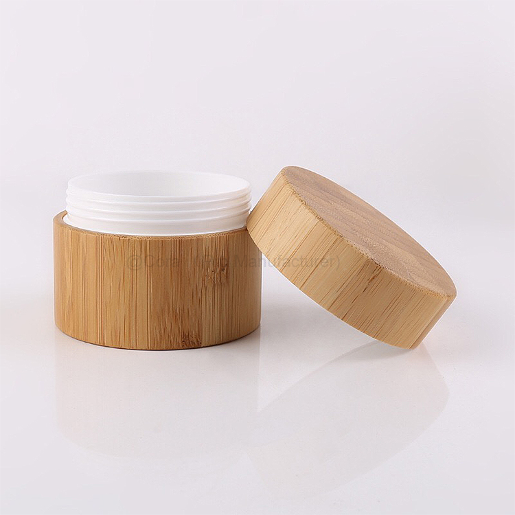 Eco Friendly Bamboo Cover Container PP Plastic Cream Body Scrub Bottle Jar