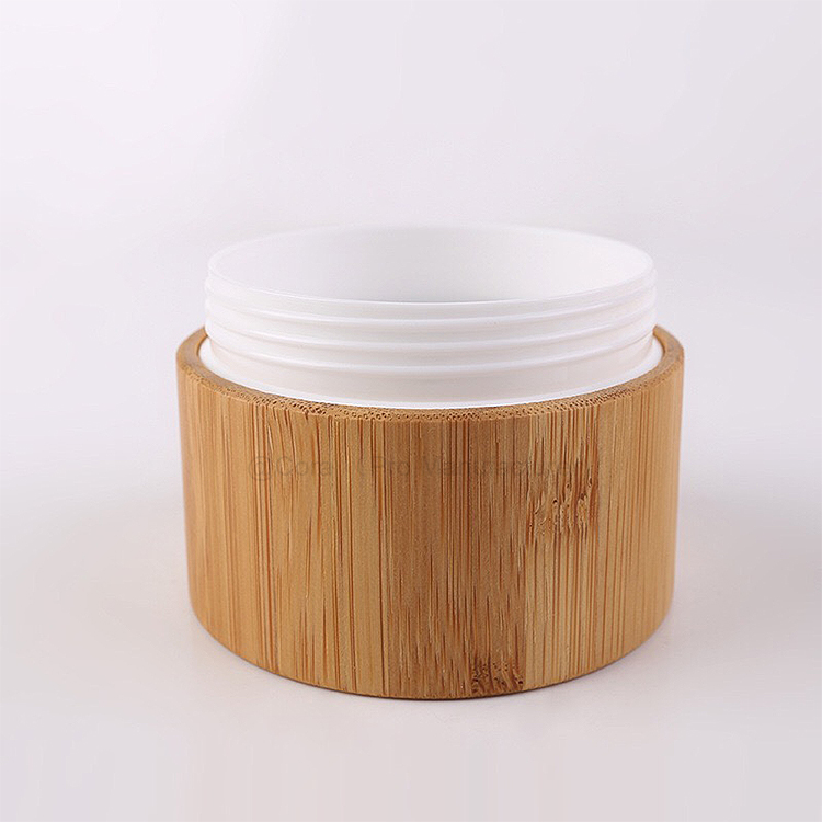 Eco Friendly Bamboo Cover Container PP Plastic Cream Body Scrub Bottle Jar