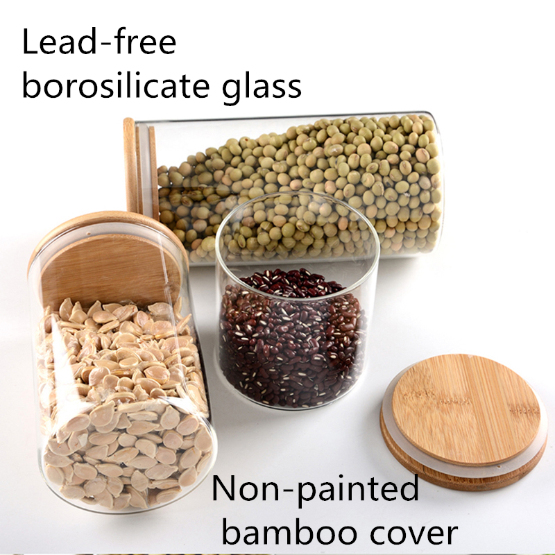 Eco Friendly Borosilicate Glass Storage Jars With Bamboo Lid for Kitchen Storage
