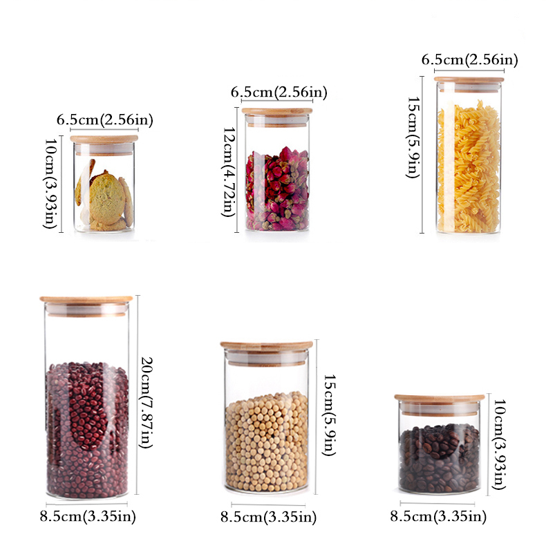Eco Friendly Borosilicate Glass Storage Jars With Bamboo Lid for Kitchen Storage