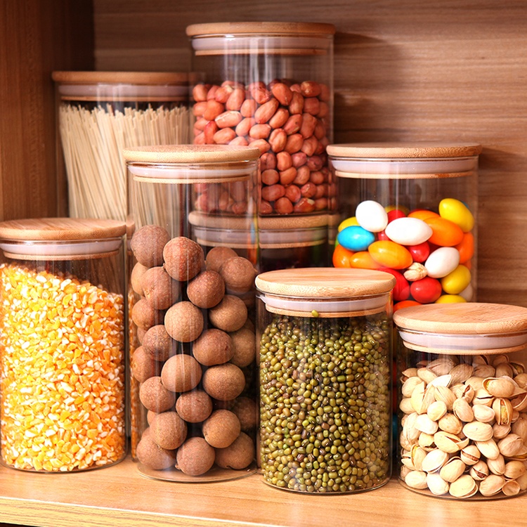 Eco Friendly Borosilicate Glass Storage Jars With Lid Food Kitchen Glass Jar