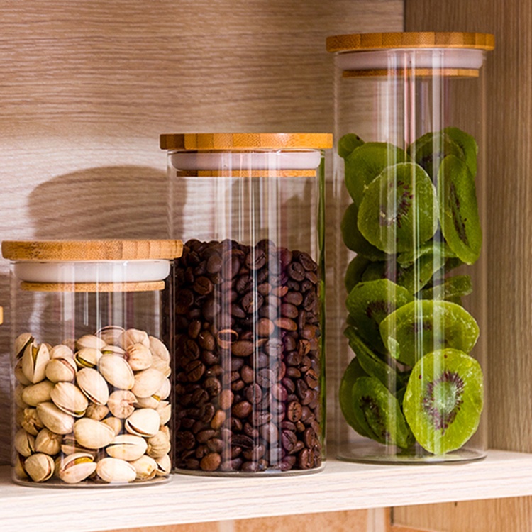 Eco Friendly Borosilicate Glass Storage Jars With Lid Food Kitchen Glass Jar