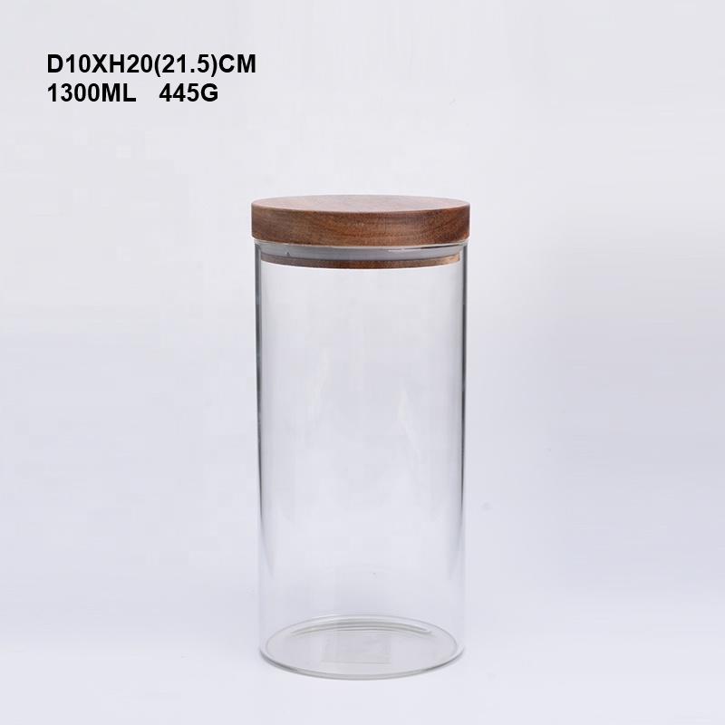 Eco Friendly Borosilicate Glass Storage Jars with bamboo wooden lids