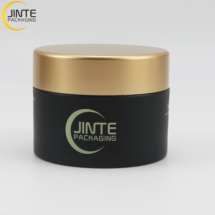 Eco Friendly Cosmetic Containers Black Shin Care Jars Cosmetic PETG Jars With Matte Gold Lid