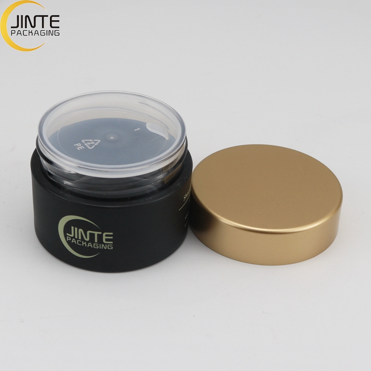 Eco Friendly Cosmetic Containers Black Shin Care Jars Cosmetic PETG Jars With Matte Gold Lid