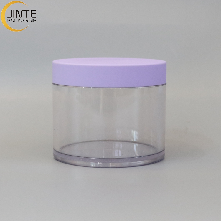 Eco Friendly Cosmetic Containers Transparent Jars Cosmetic PETG Jars With Pink Purple White Lid